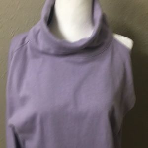 CALVIN KLIEN cotton shirt w/cowlneck L purple